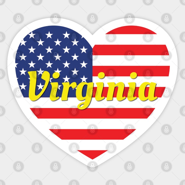 Virginia American Flag Heart Sticker by DPattonPD